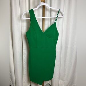 Crystal Doll Green Ribbed Sheath Dress Cocktail